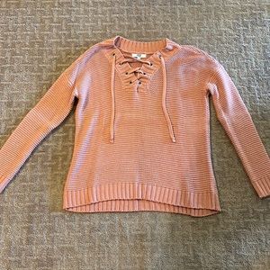 coral sweater, Jack by BB Dakota, laced neckline, good condition